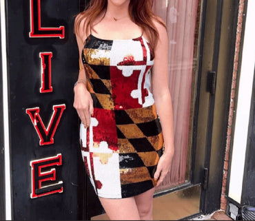 Route One Sequined Maryland Flag Dress