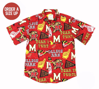 University of Maryland Terps Testudo Hawaiian Style Dress Shirt