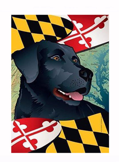 Maryland Flag Black Lab Dog Garden Flag