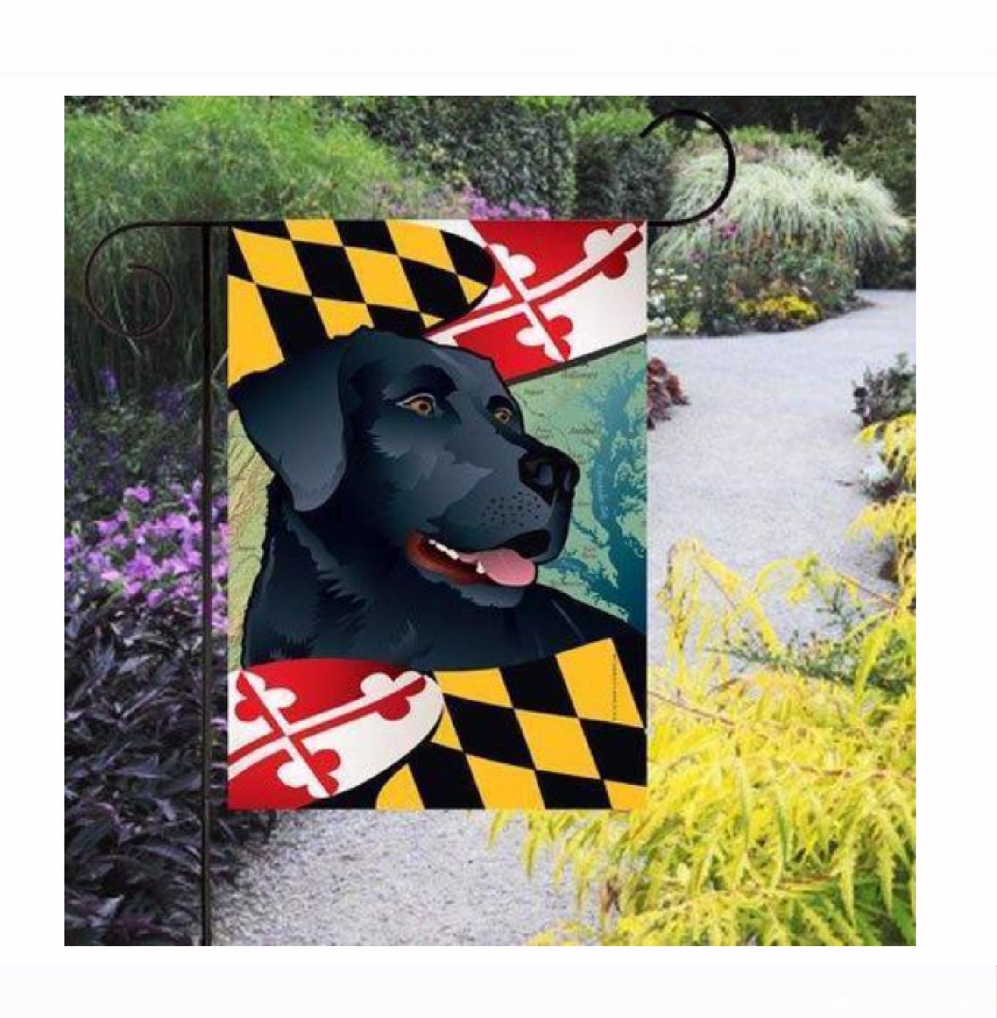 Maryland Flag Black Lab Dog Garden Flag