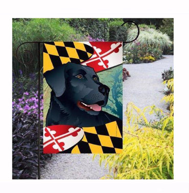 Maryland Flag Black Lab Dog Garden Flag