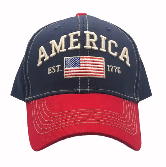 America Established 1776 Flag Embroidered Cap Hat