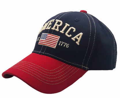 America Established 1776 Flag Embroidered Cap Hat