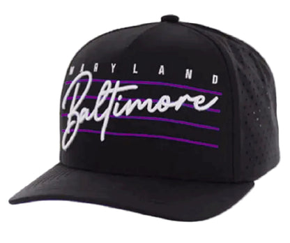 Baltimore Maryland Script Embroidered Mesh Snapback Cap Hat