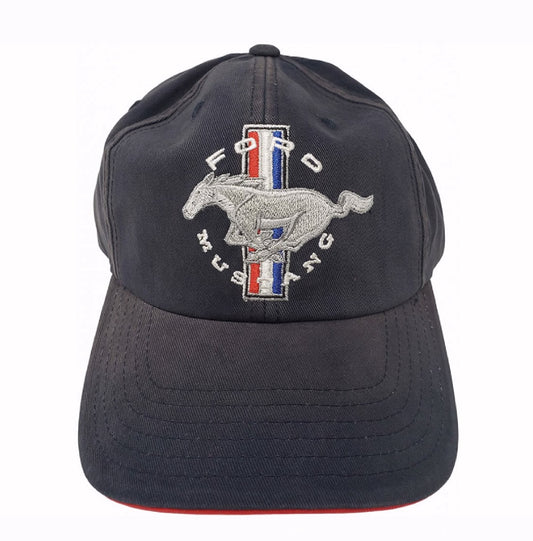 Ford Mustang Tribar Pony Logo Dark Navy Blue Cap Hat