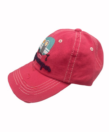 Happy Camper RV Embroidered Distressed Style Cap Hat