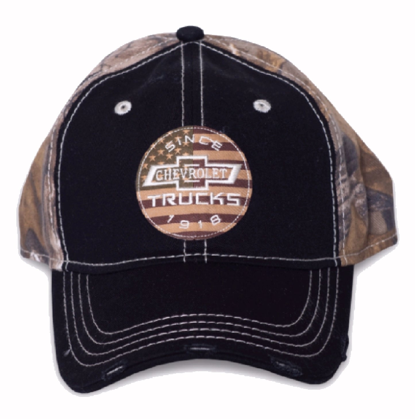 Chevrolet Chevy Trucks Camo Patch USA Flag Camo Distressed Cap Hat