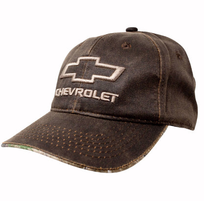 Chevrolet Chevy Logo Raised Stitch Oilskin Style Camo Cap Hat