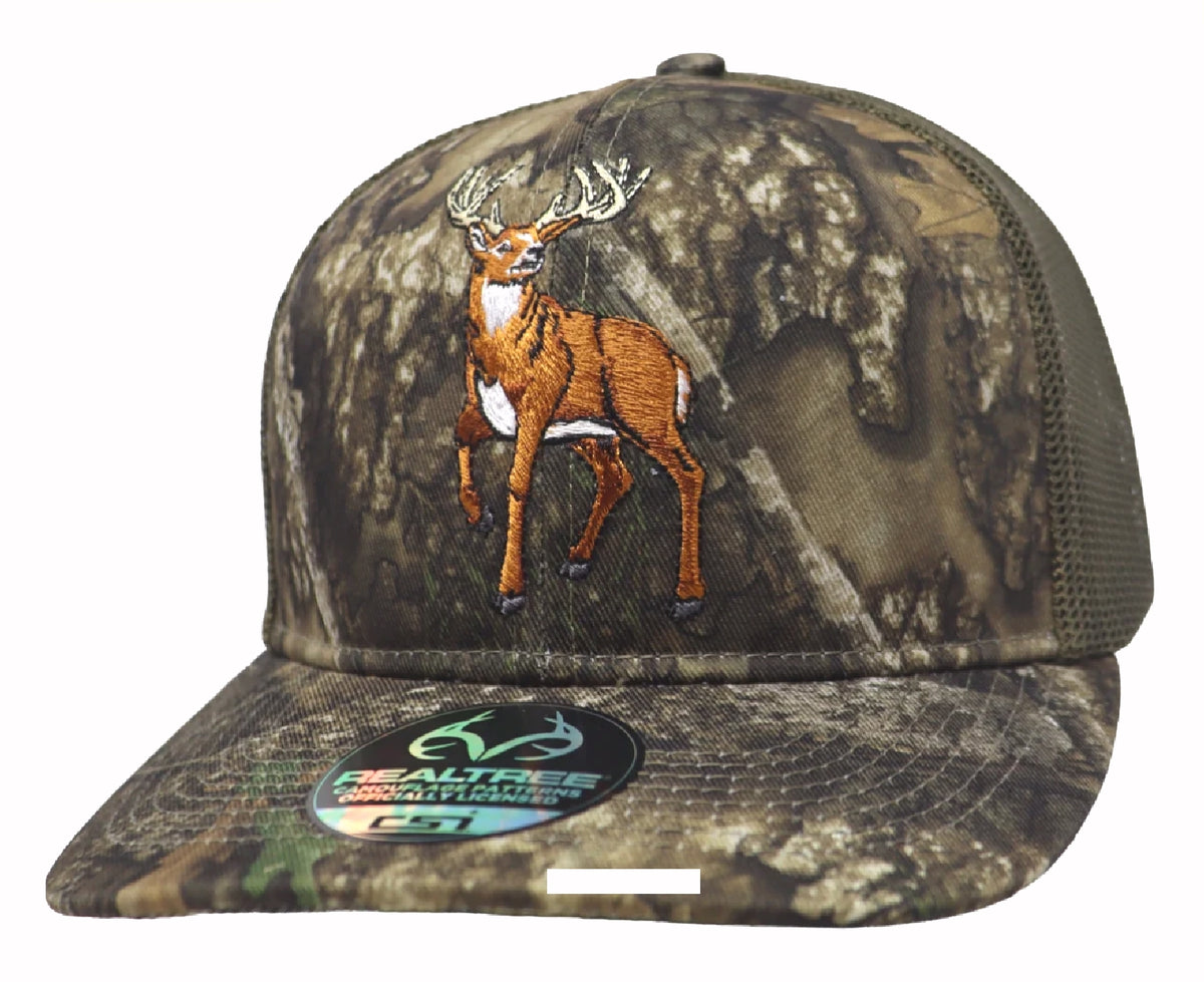 Deer Hunting Realtree Embroidered Mesh Cap Hat