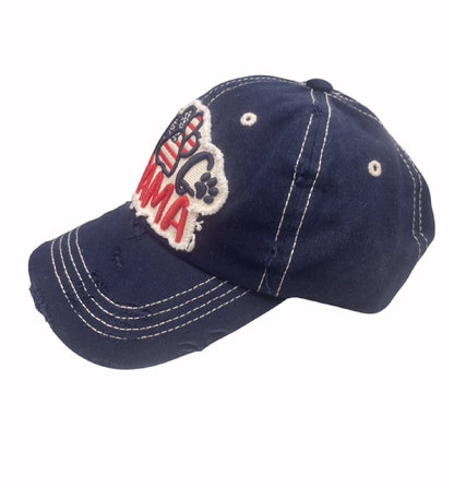 Dog Mama Distressed Blue Cap Hat