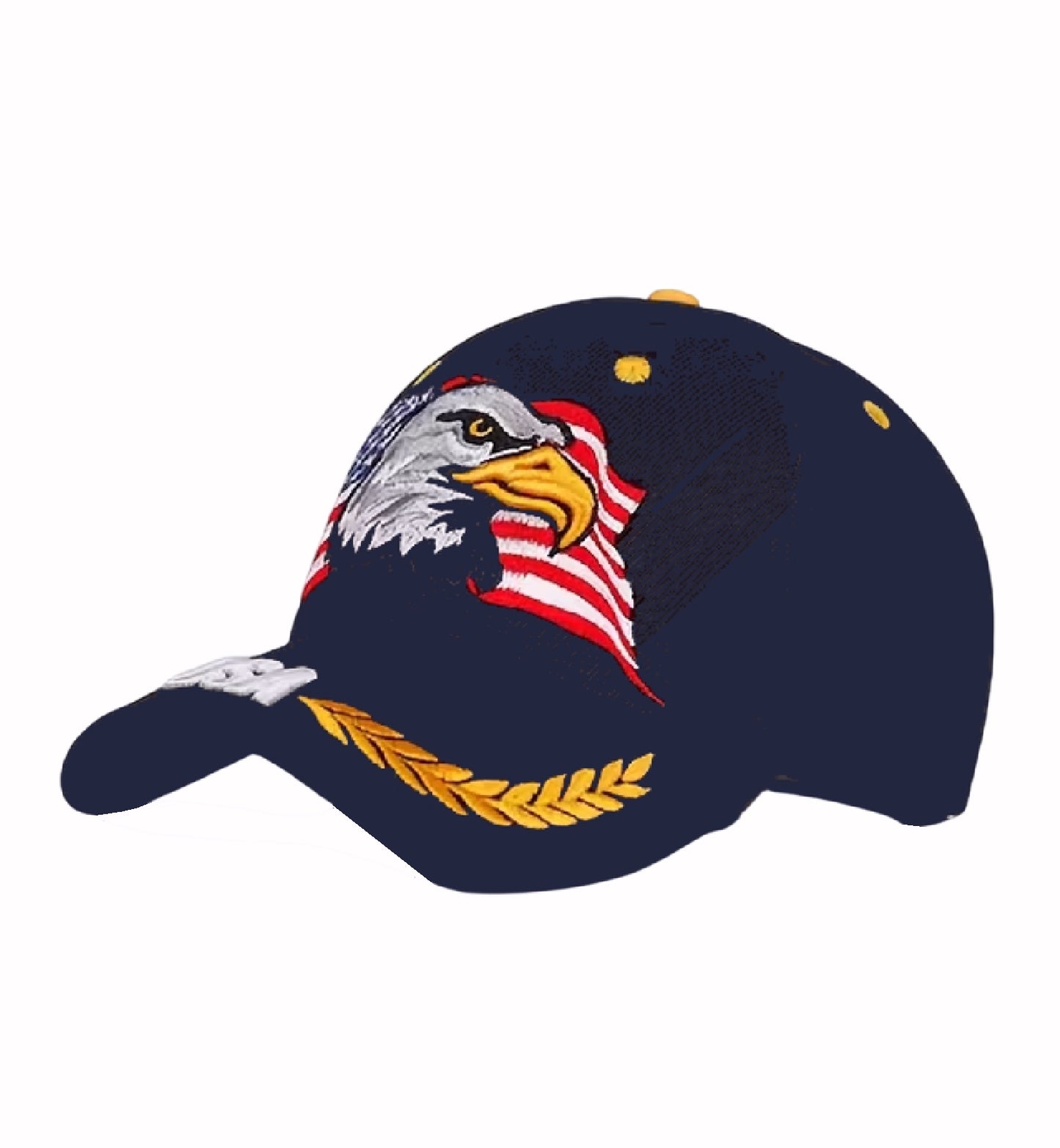 United States Eagle and Flag with Braid Embroidered Blue Cap Hat
