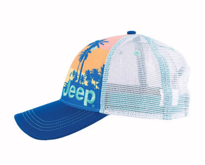 Jeep Beach Sunset Embroidered Mesh Cap Hat