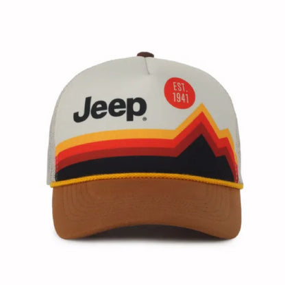 Jeep Mountain Sunrise Stripe Mesh Cap Hat