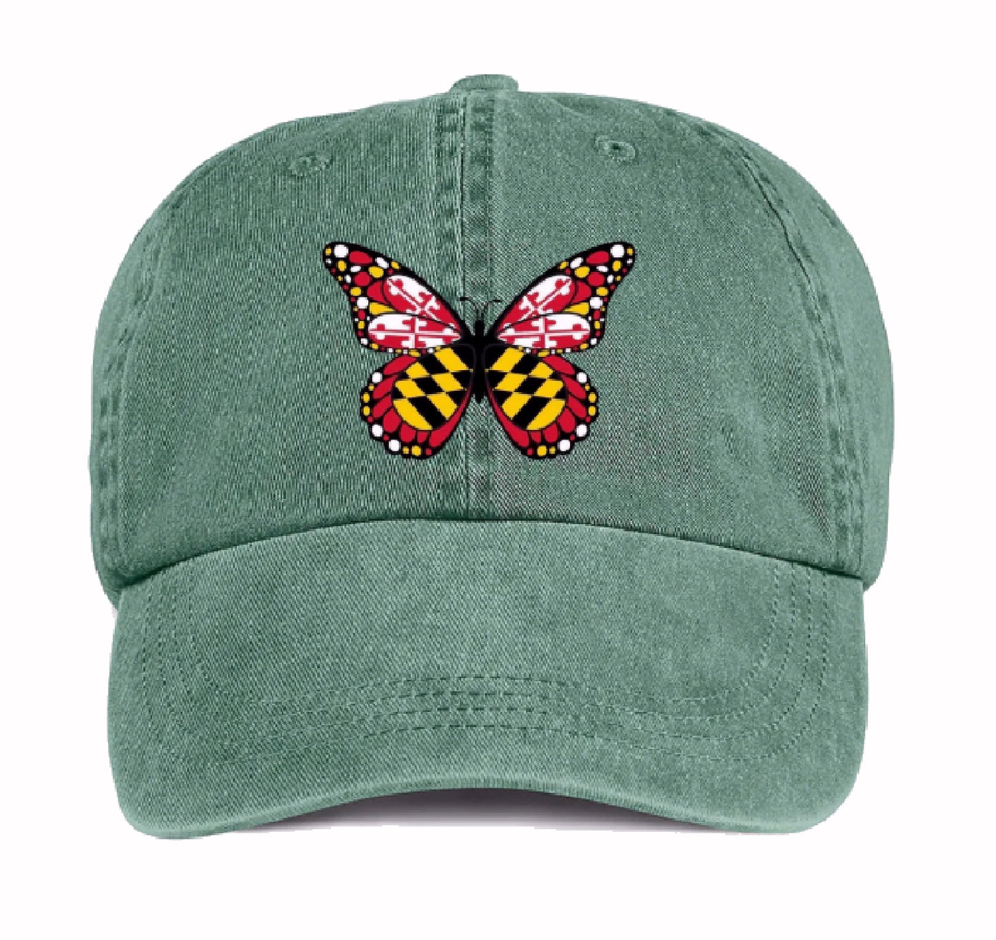 Maryland Flag Embroidered Butterfly Cap Hat