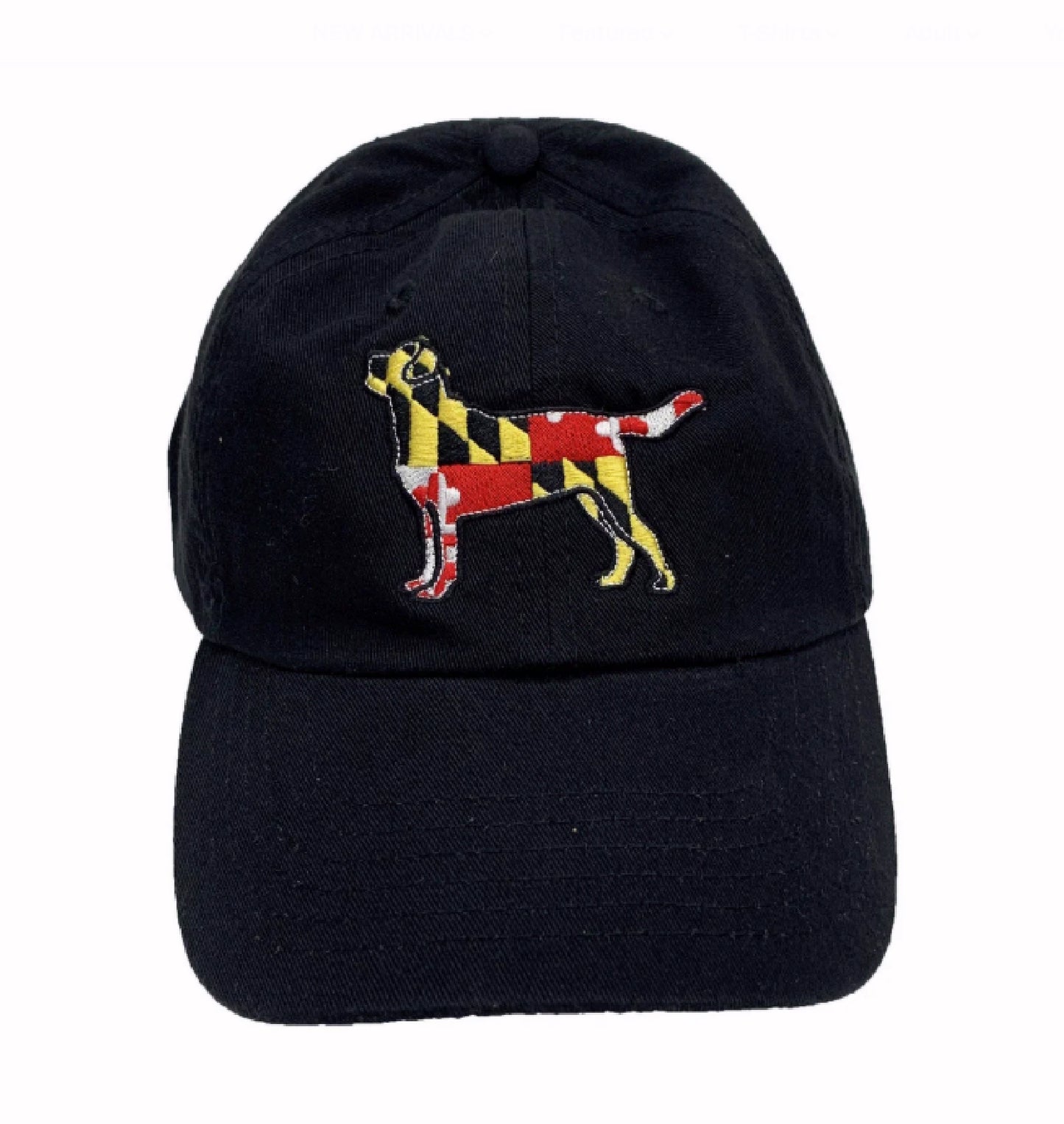 Maryland Flag Embroidered Dog Silhouette Cap Hat
