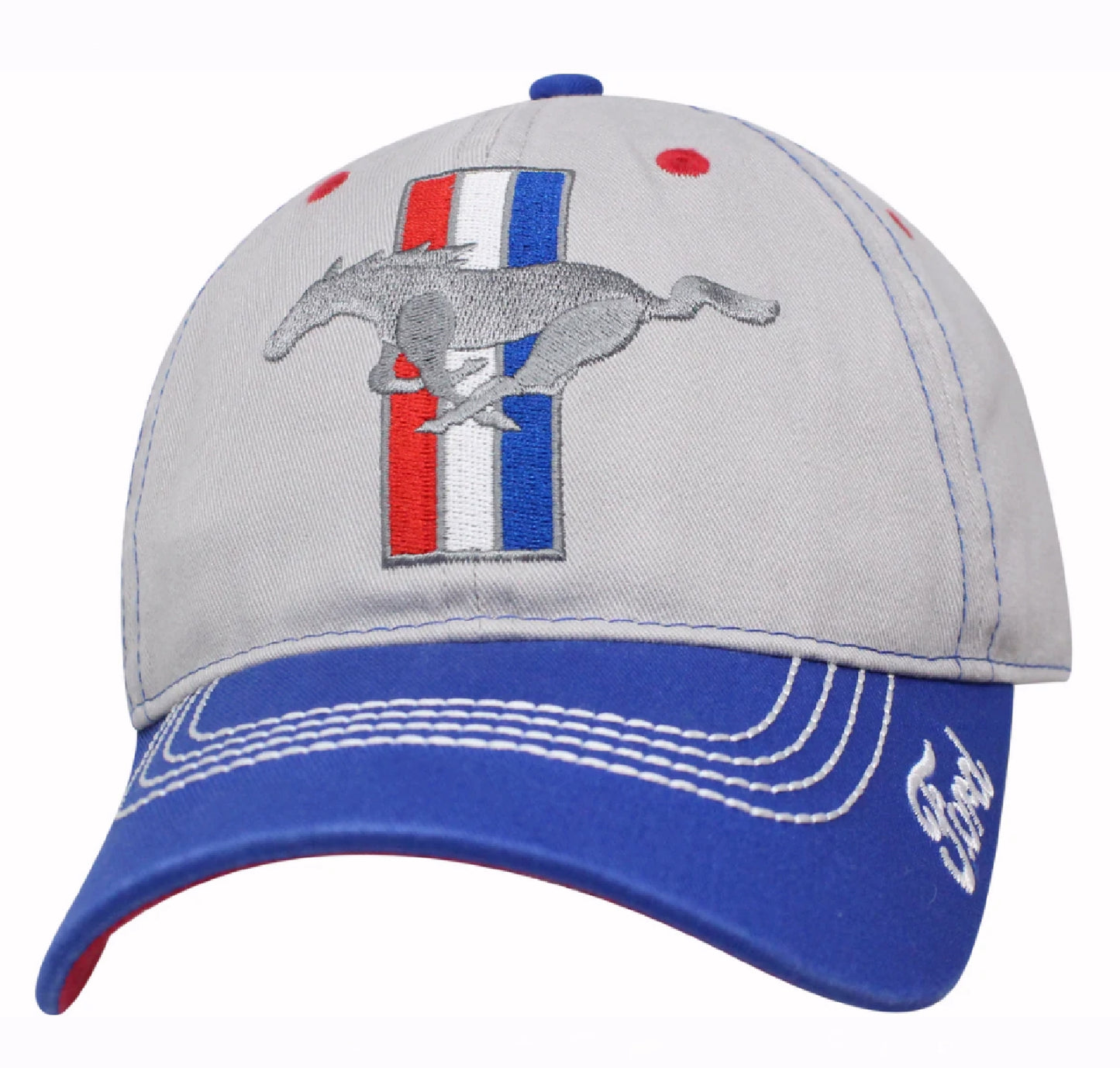 Ford Mustang Tribar Emblem Gray Cap Hat
