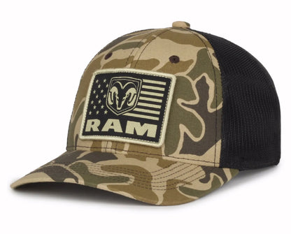 RAM US Flag Patch Camo Mesh Cap Hat