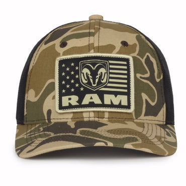 RAM US Flag Patch Camo Mesh Cap Hat