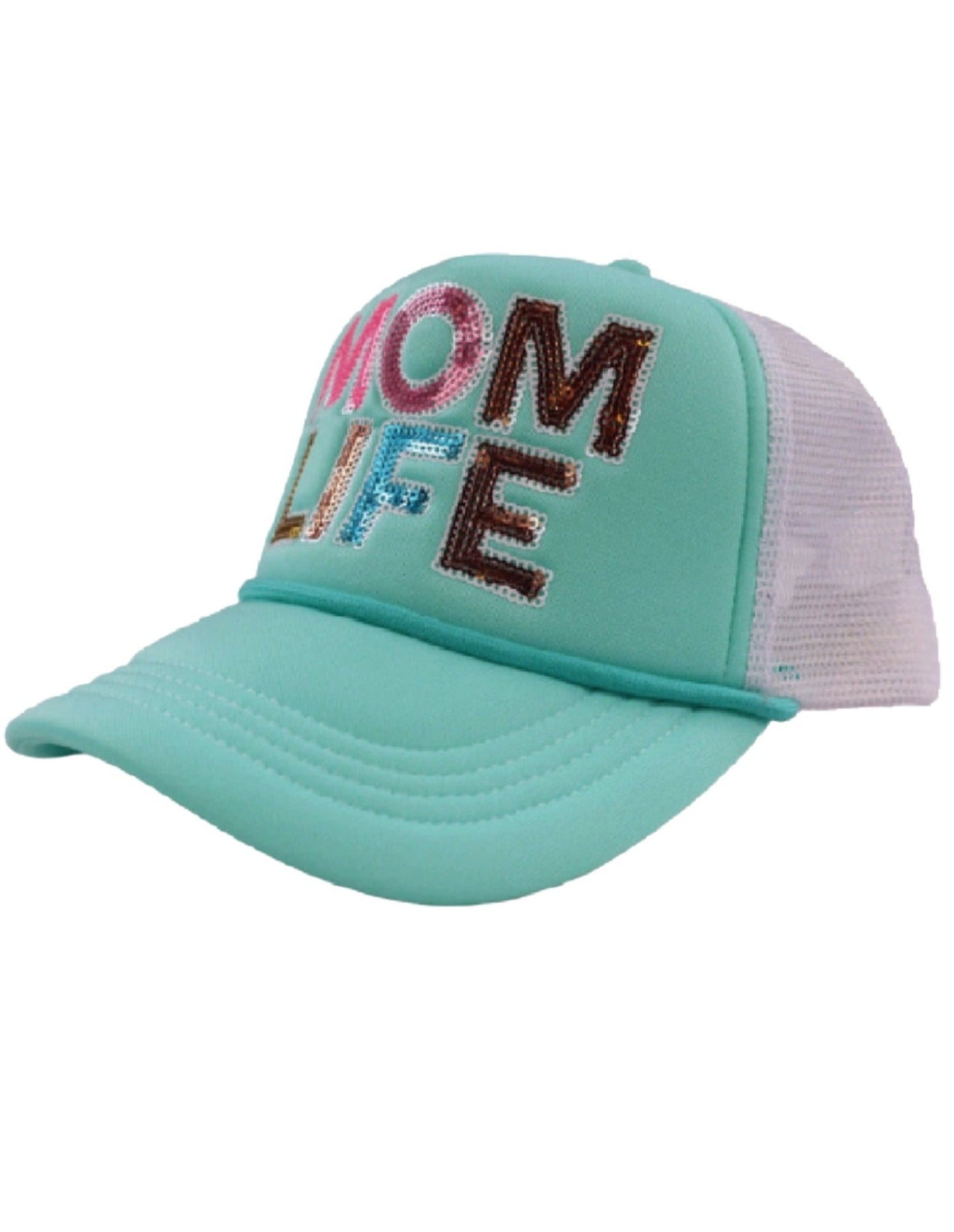 Simply Southern Mom Life Sequined Mesh Cap Hat