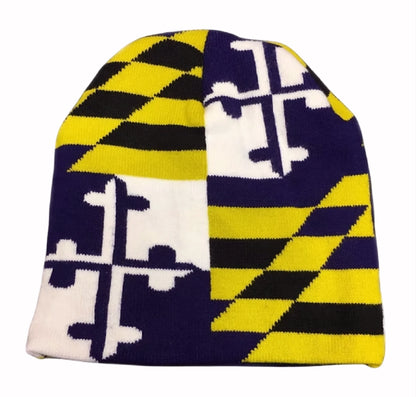Maryland Flag Purple Beanie Cap Hat