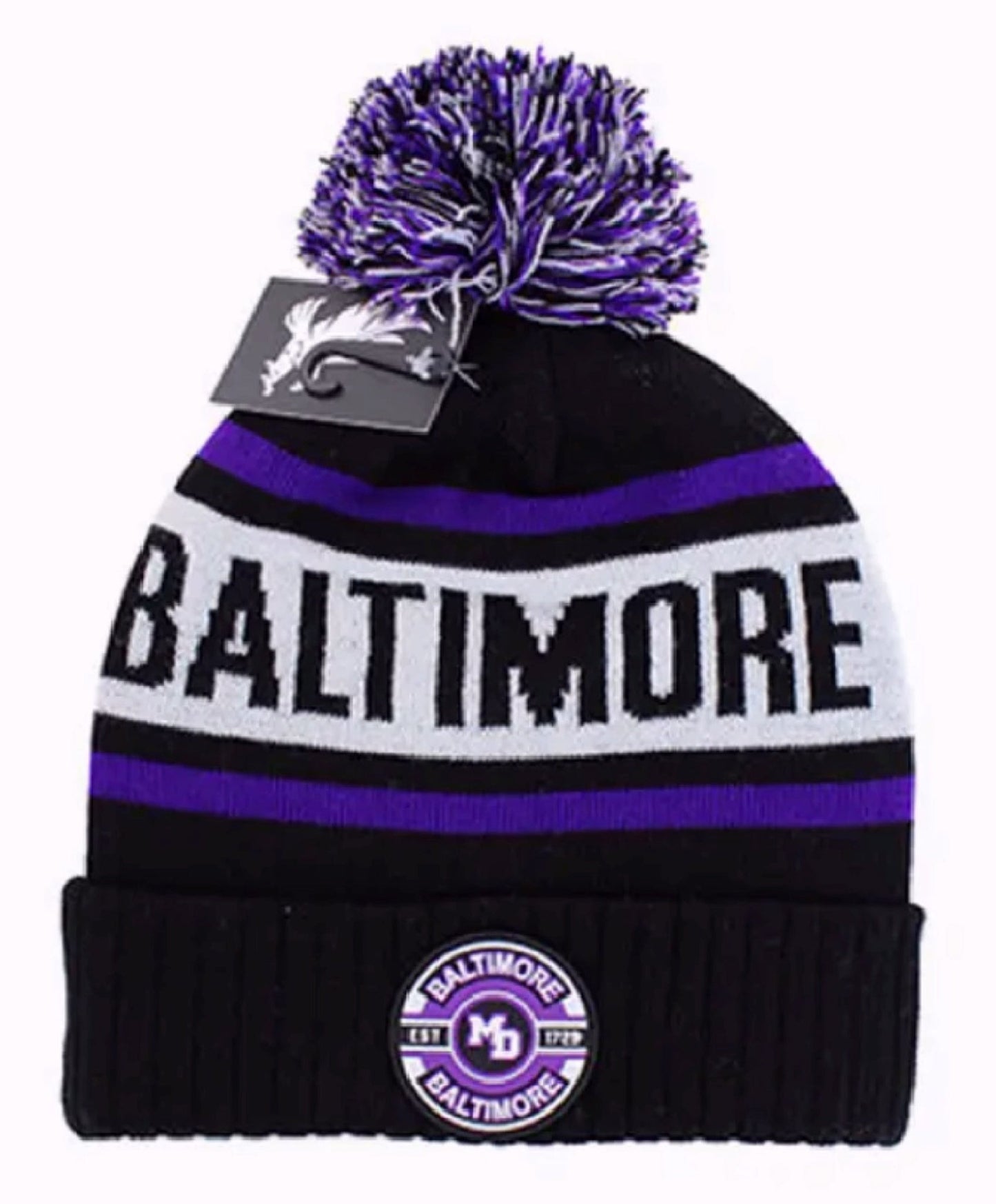 Baltimore Established 1729 Patch POM Beanie Cap