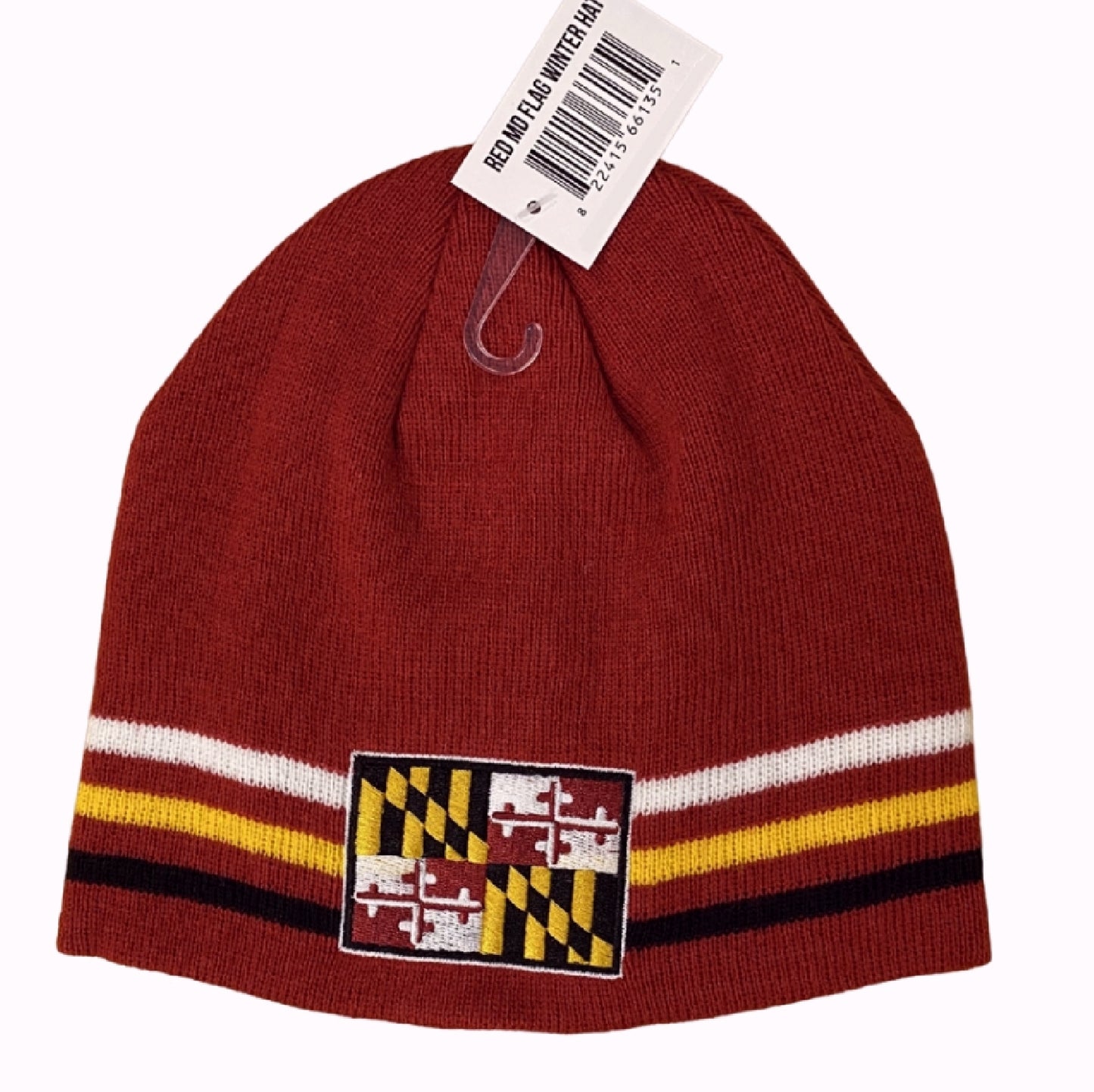 Maryland Embroidered Flag Red Beanie Cap Hat