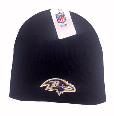Baltimore Ravens Black Football Embroidered Logo Beanie Cap Hat