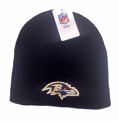 Baltimore Ravens Black Embroidered Logo Beanie Cap Hat