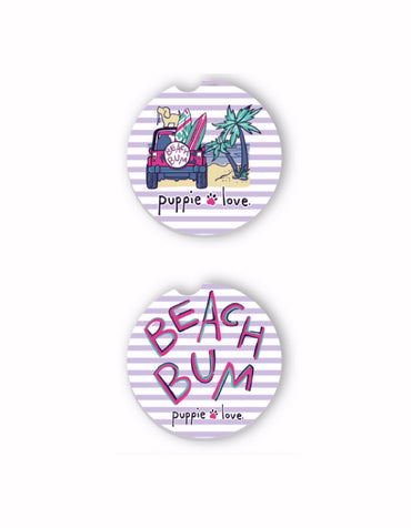 Puppie Love Beach Bum Car Coasters (set of 2)