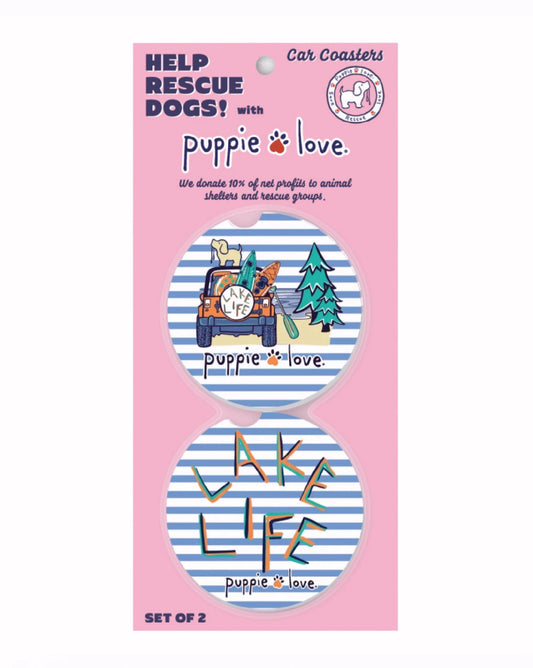 Puppie Love Lake Life Car Coasters (set of 2)