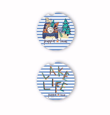 Puppie Love Lake Life Car Coasters (set of 2)