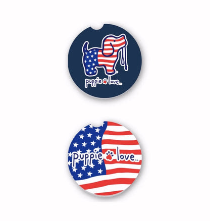 Puppie Love USA Pup Car Coasters (set of 2)