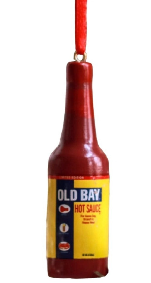 Old Bay Hot Sauce Bottle Holiday Tree Ornament