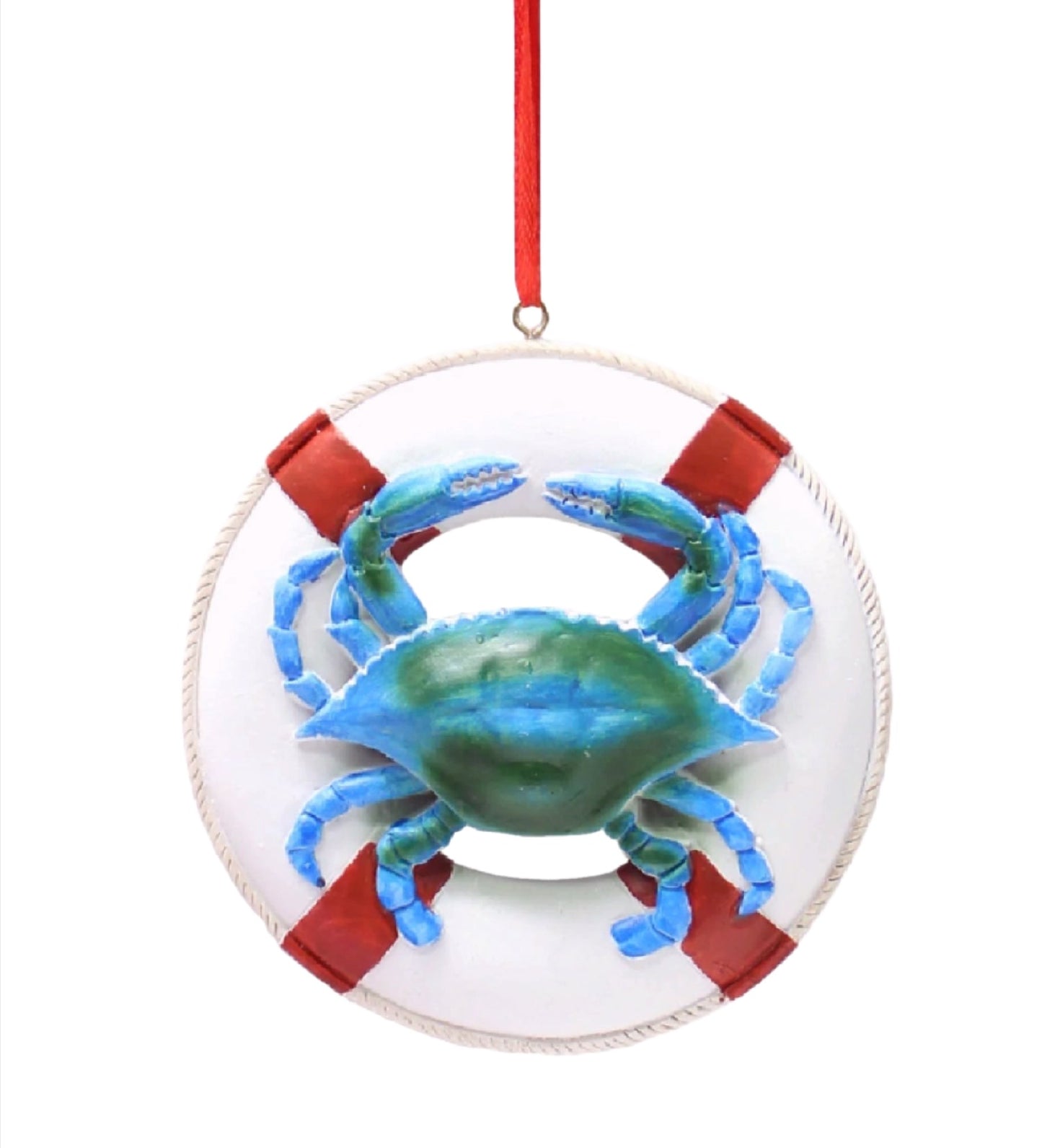 Blue Crab Life Preserver Holiday Tree Ornament