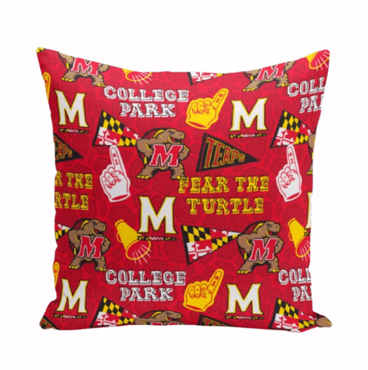 University of MD Terappins Terps Testudo Flowers Throw Pillow