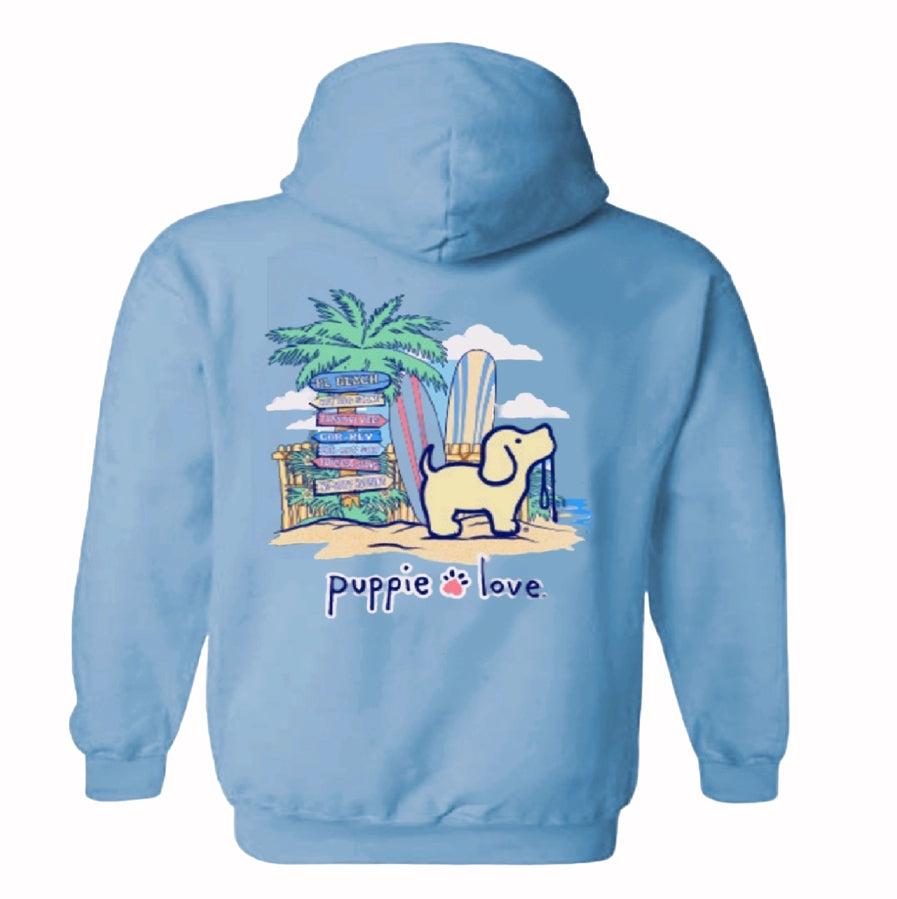 Puppie Love Dog Beach Pup Blue Pullover Hoodie