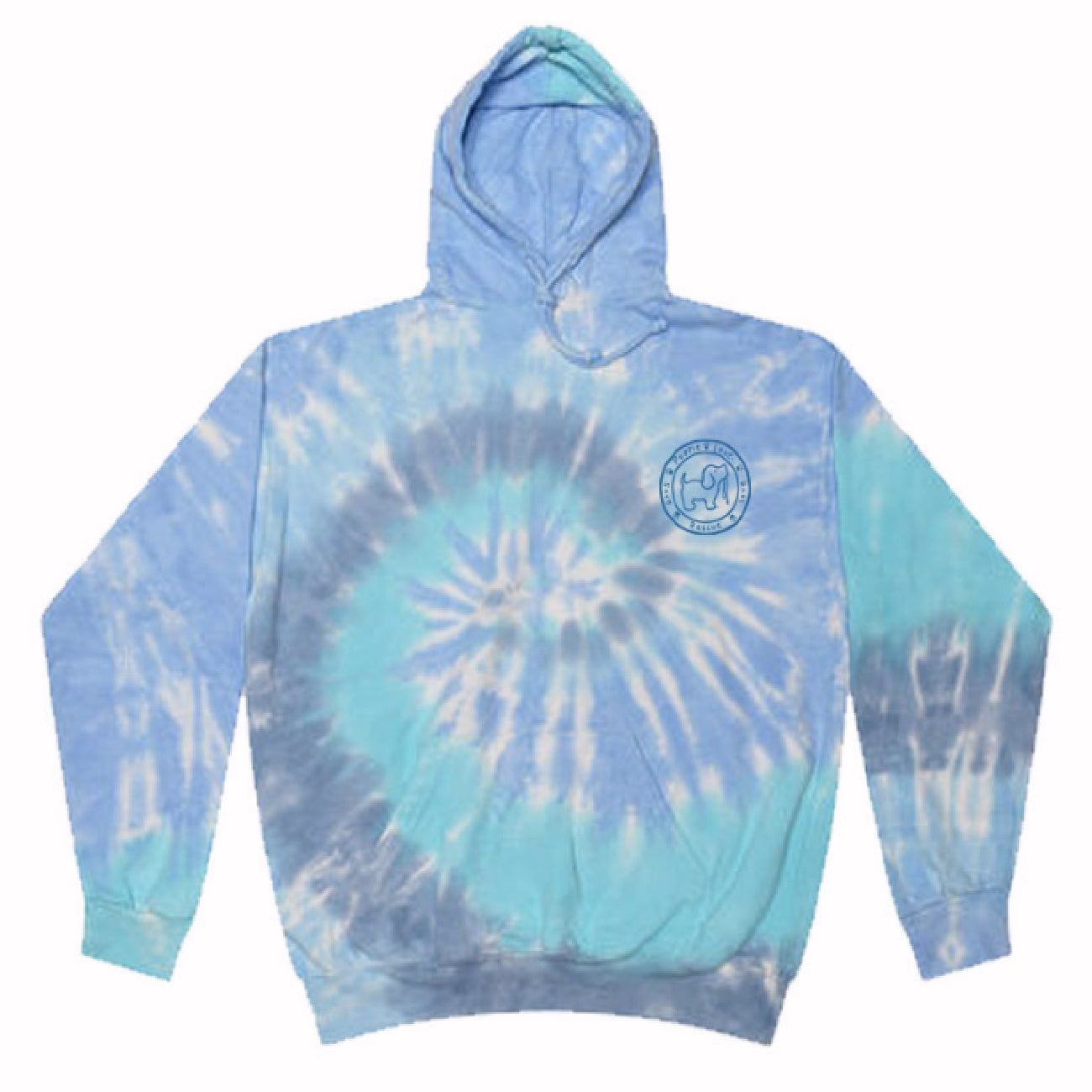 Puppie Love Dog Beach Lagoon Blue Tie Dye Pup Pullover Hoodie