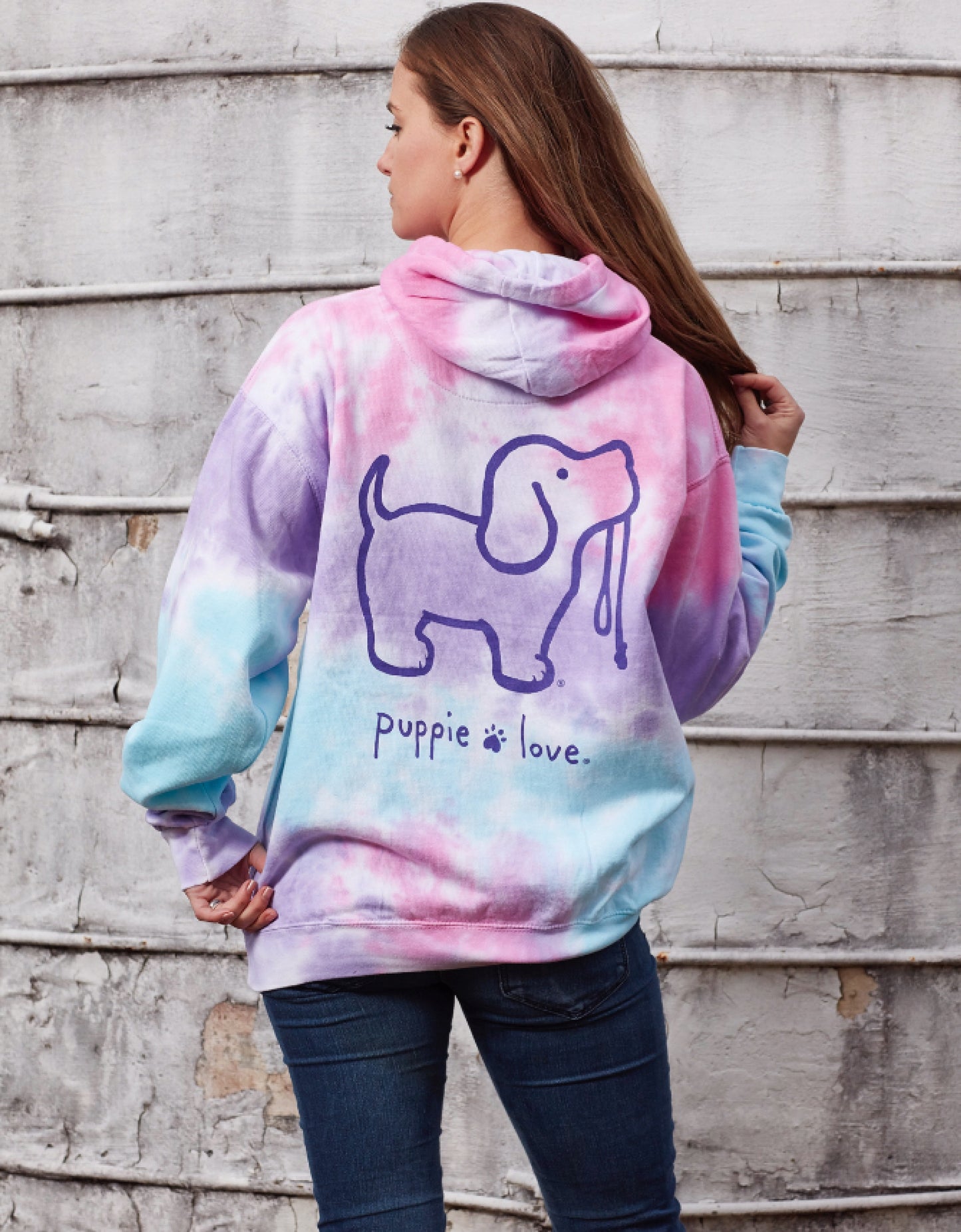 Puppie Love Dog Cotton Candy Tie Dye Pup Pullover Hoodie