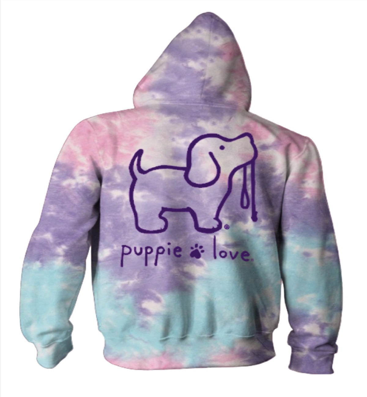 Puppie Love Dog Cotton Candy Tie Dye Pup Pullover Hoodie