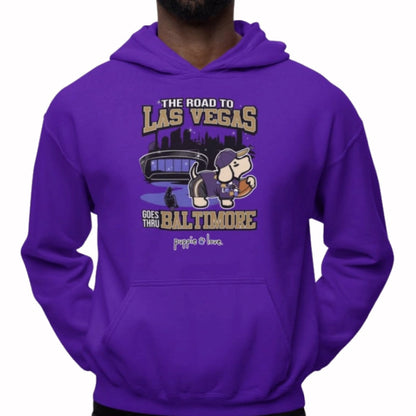 Puppie Love Dog The Road to Las Vegas Goes Thru Baltimore Sports Hoodie