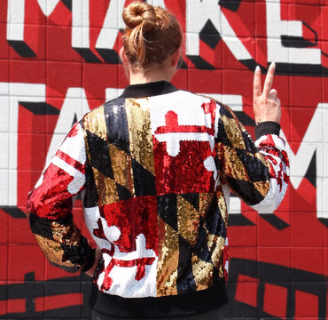 Route One Maryland Flag Sequinned Zippered Jacket