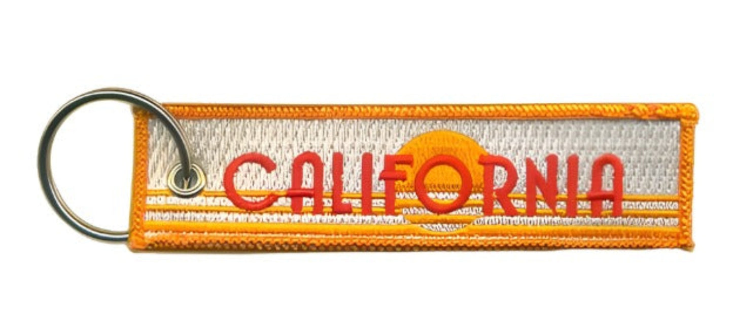 California Sun Keyring Keychain Fob Embroidered Key Locator