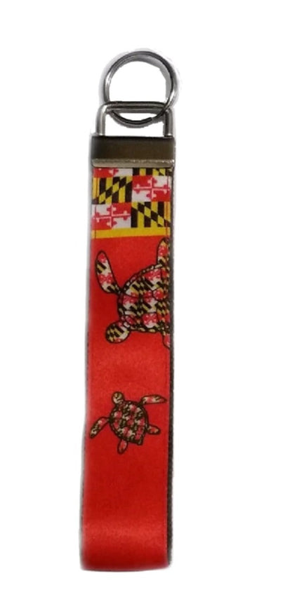 Maryland Flag And Turtles Keyring Keychain Mini Lanyard