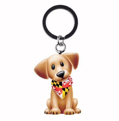 Maryland Flag Lab Dog Keychain Keyring