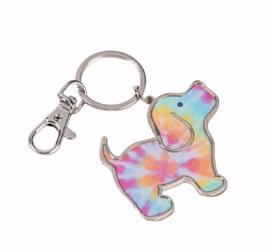 Puppie Love Tie Dye Pup Keychain Key Ring
