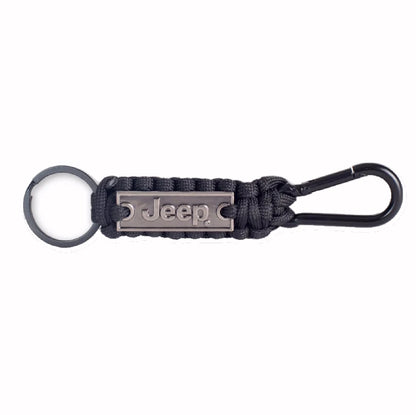 Jeep Logo Paracord with Carabiner Black Keychain Key Ring