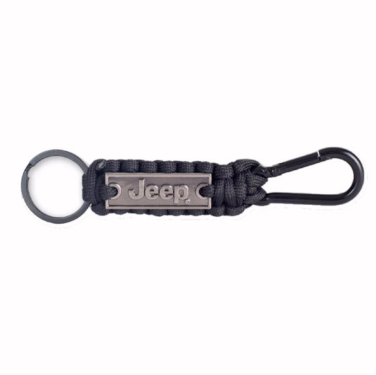 Jeep Logo Paracord with Carabiner Black Keychain Key Ring