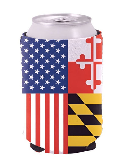 U.S. And Maryland Flag Insulated Can Holder Sleeve