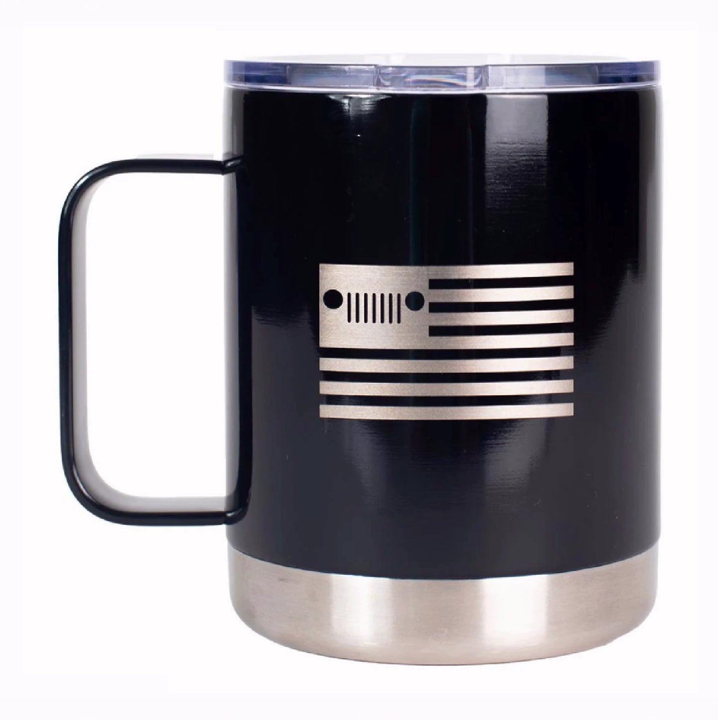 Jeep USA Grille Flag Black 10 Ounce Vacuum-Insulated Stainless Steel Travel Mug