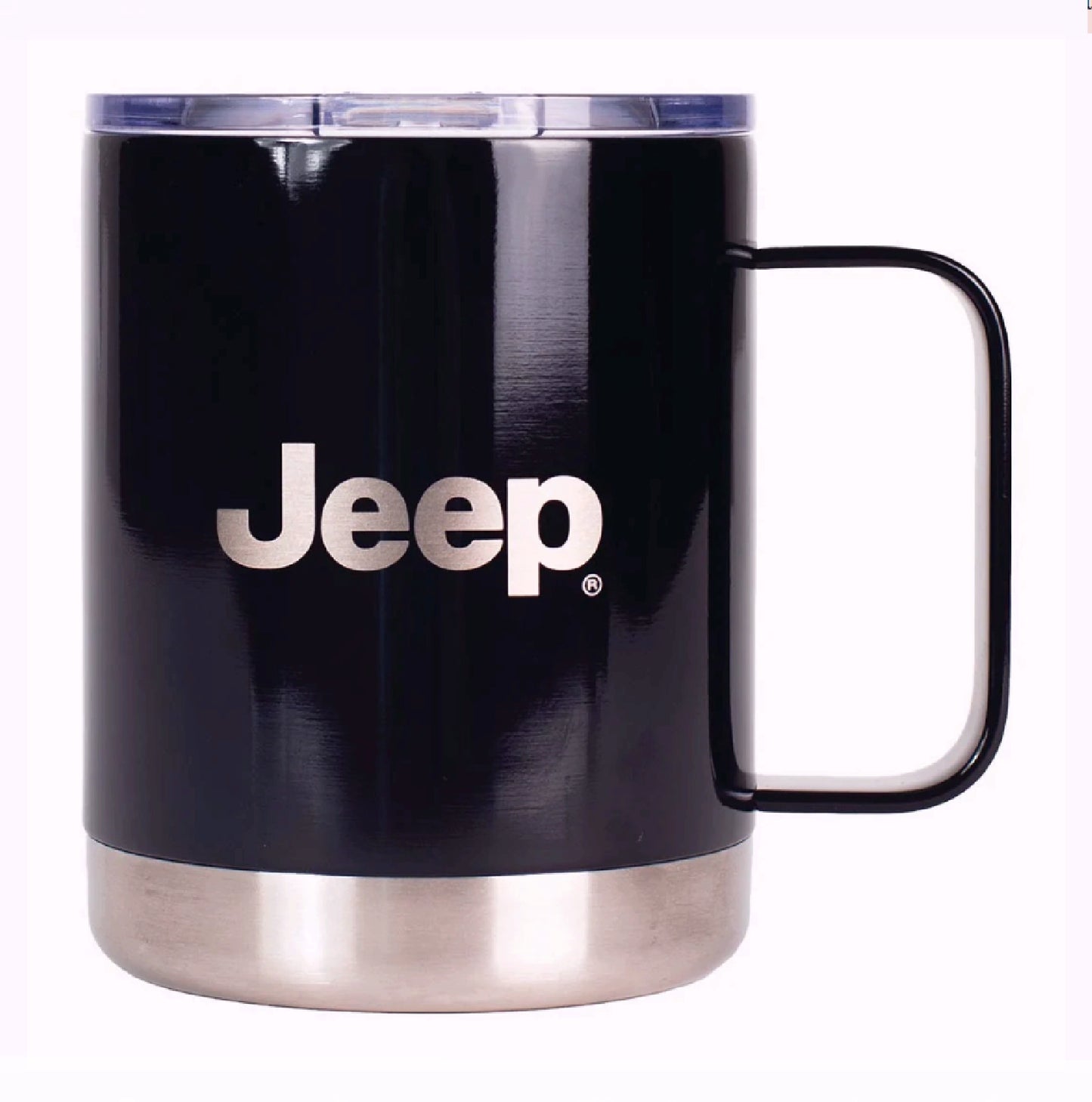 Jeep USA Grille Flag Black 10 Ounce Vacuum-Insulated Stainless Steel Travel Mug